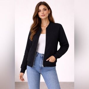 Torn by Ronny Kobo Zip Front Bomber Jacket XS Black Quilted Lined